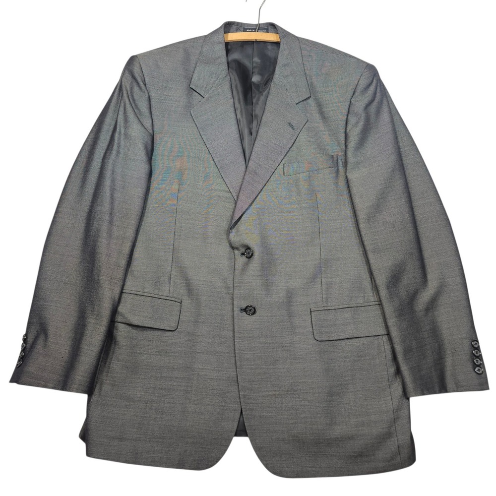 VTG Jeffrey Banks Couture Blazer Suit Jacket Grey Sharkskin Sz 44L